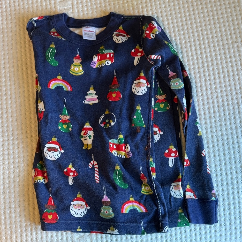 Hanna Andersson Christmas Festive Navy Pajama Set with  Print